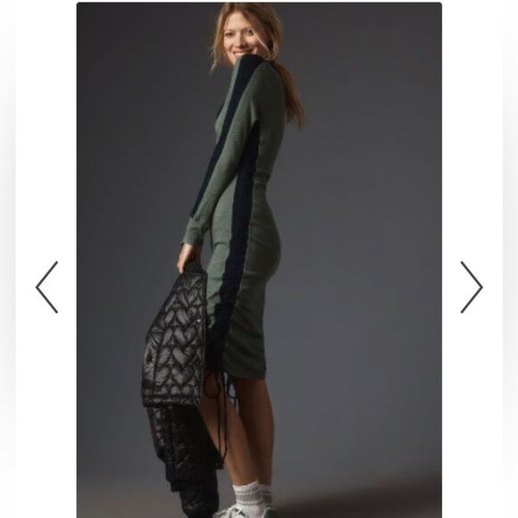 Anthropologie Daily Practice Long Sleeve Color block Polo Midi Dress - Picture 3 of 11